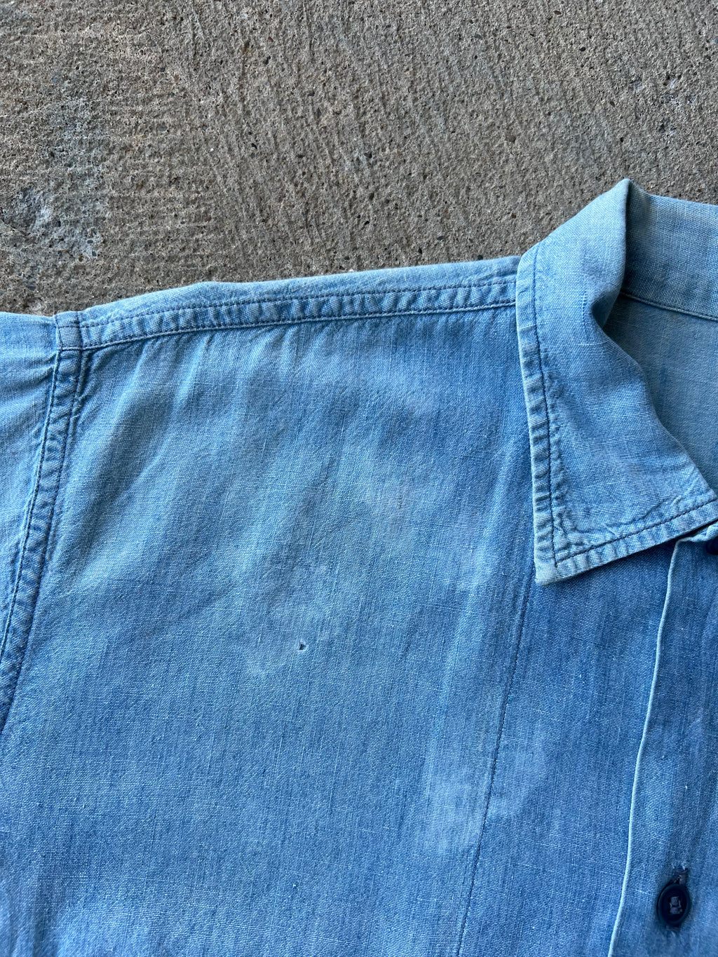 1940s Navy Chambray Shirt XL