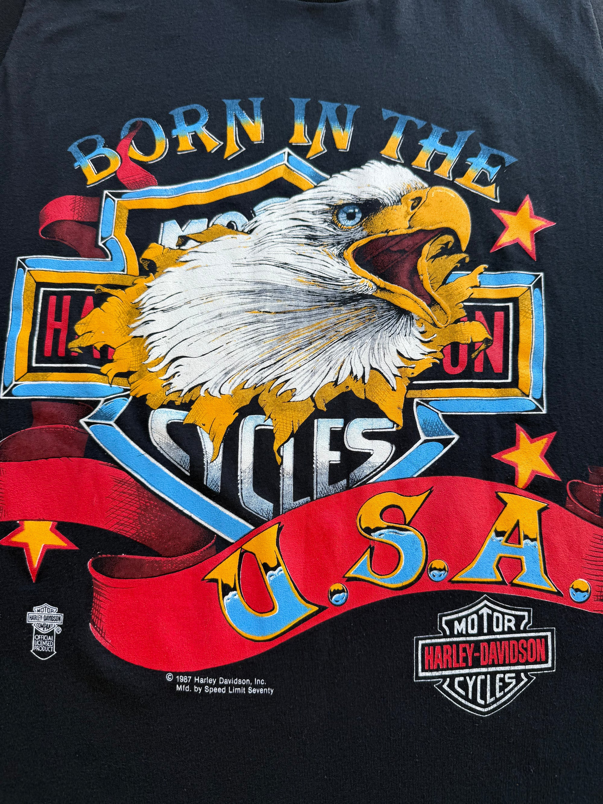 1987 Harley Born In The Usa Sleeveless Shirt Large