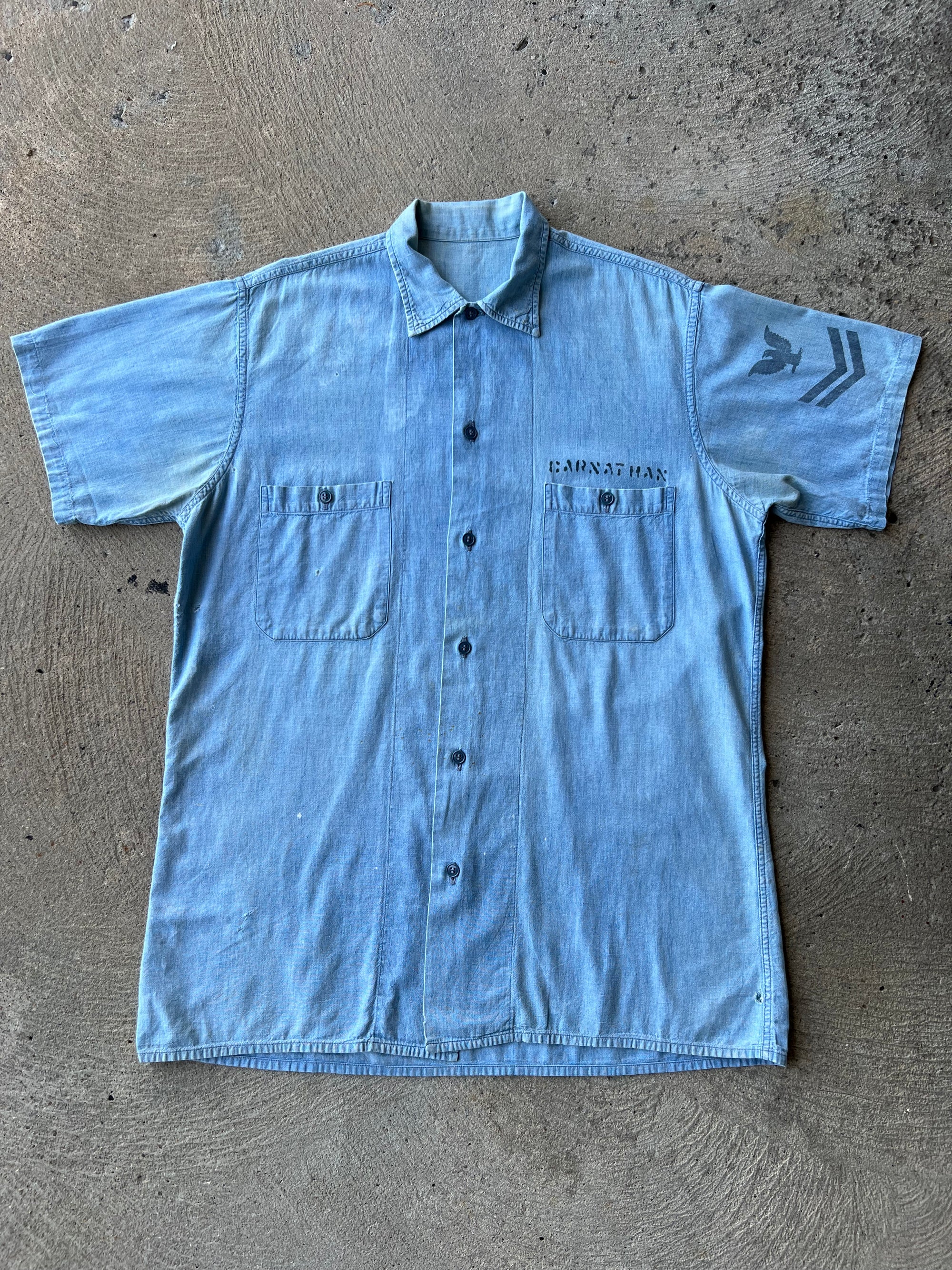 1940s Navy Chambray Shirt XL