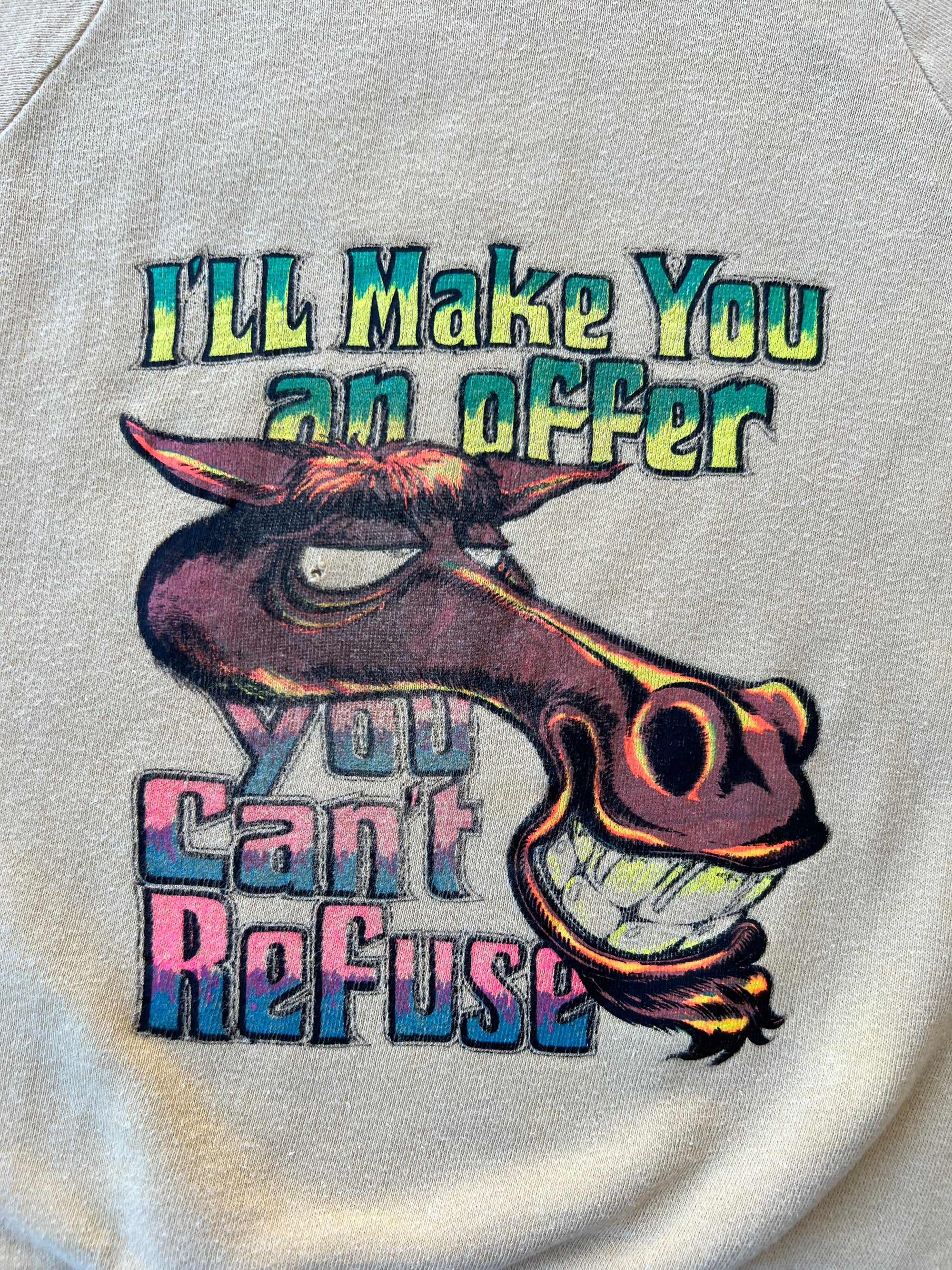1970s Humor Sweatshirt Offer You Can’t Refuse Short Sleeve Sweatshirt Small