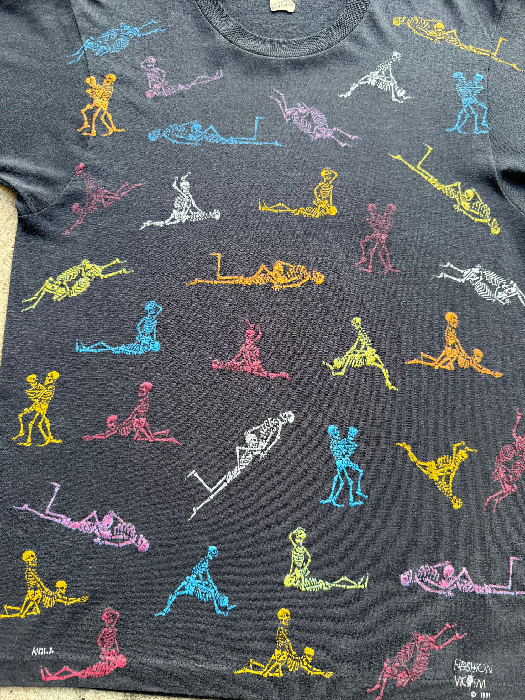 1991 Skeleton Sex Positions Fashion Victim Shirt Medium
