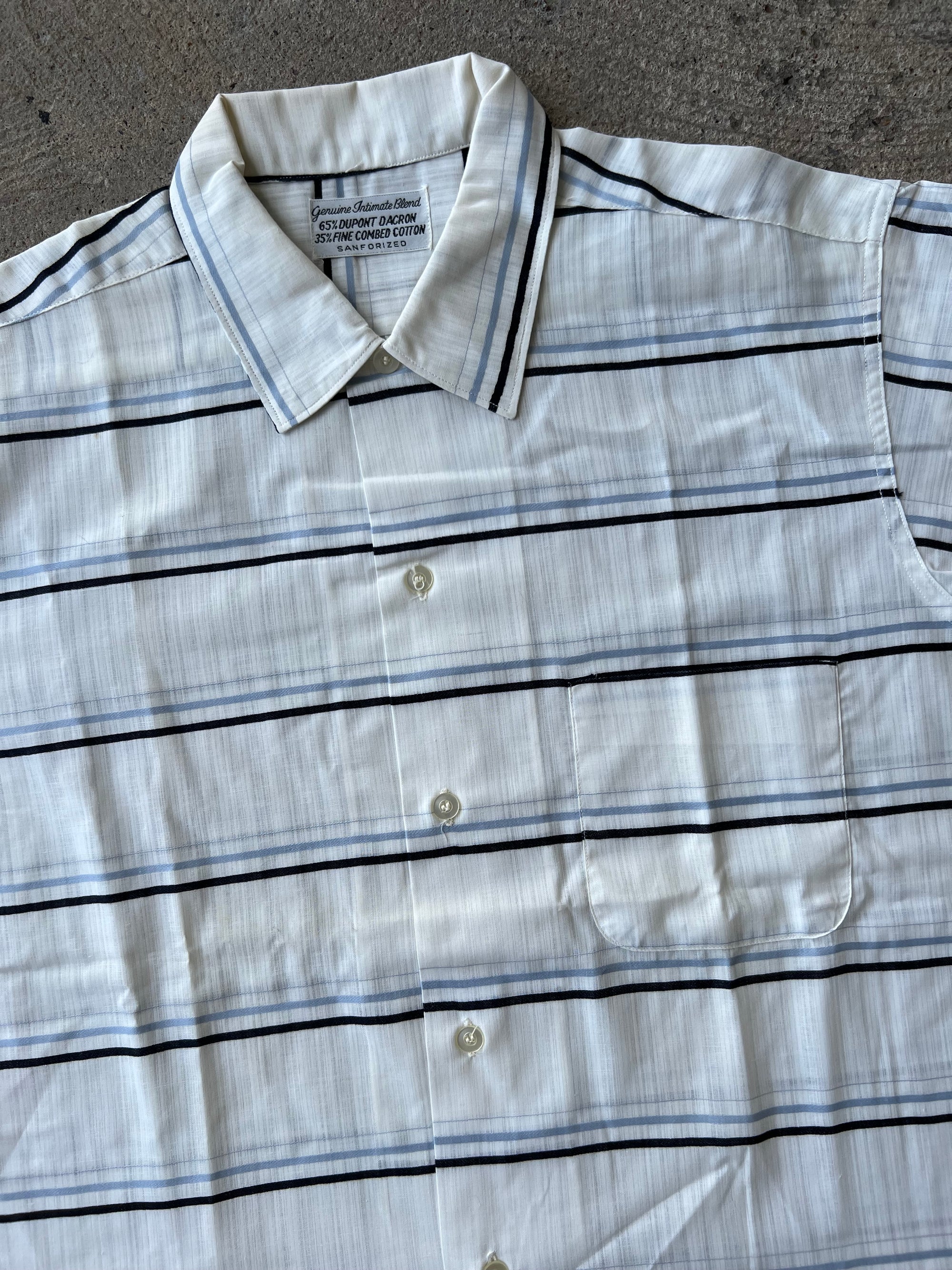 1950s 1960s Sanforized Striped Button Up Deadstock XL