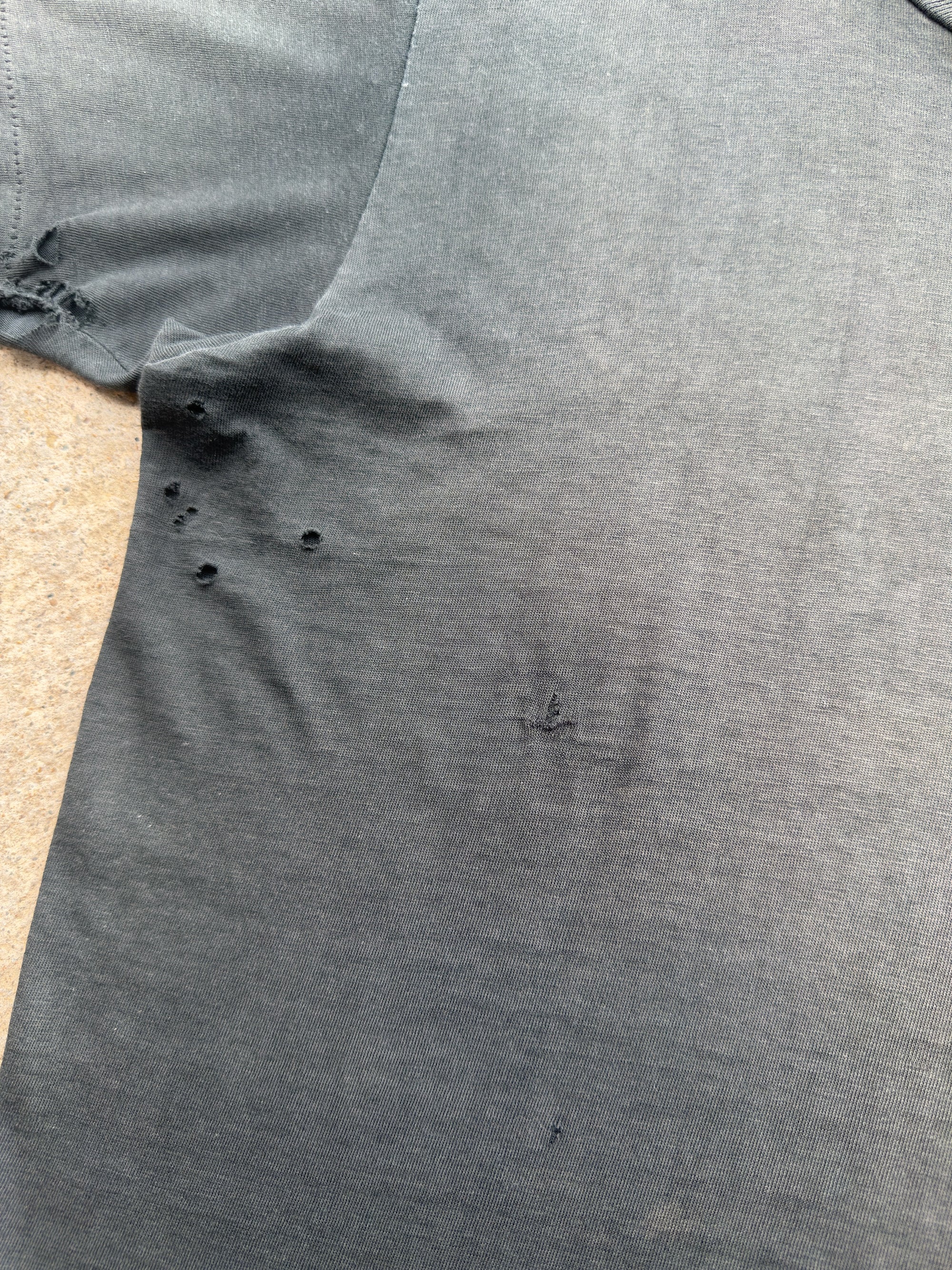 1950s 60s Black Thrashed Pocket Shirt Medium
