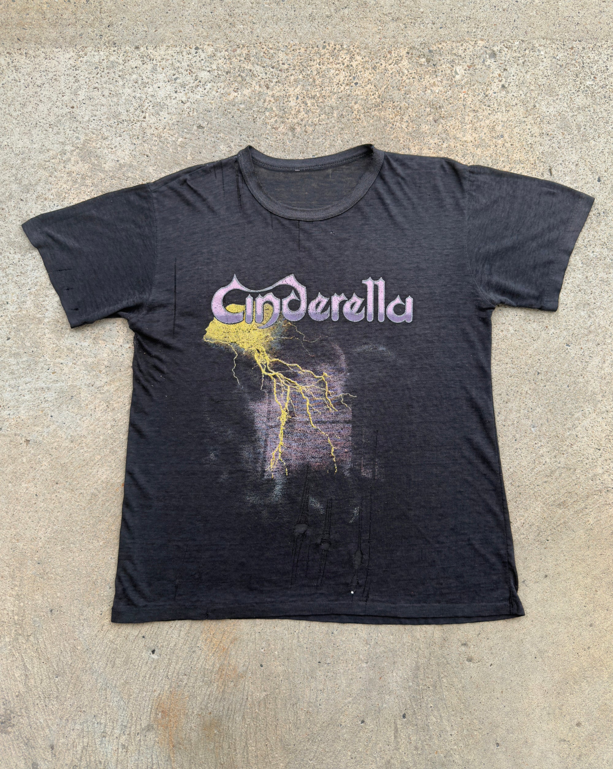 1980s Cinderella "Night Songs" Black Paper Thin Shirt