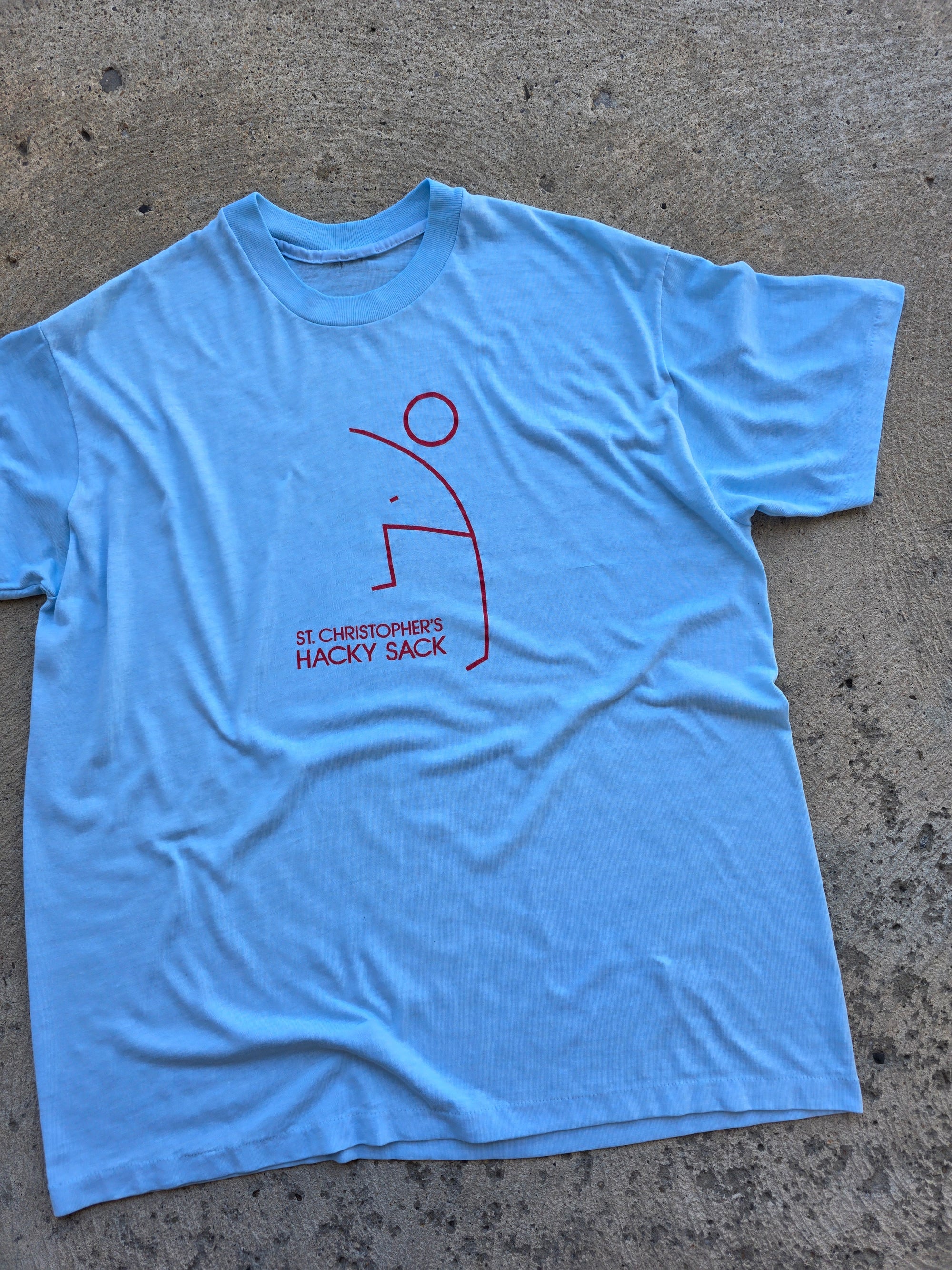 1970s 1980s St Christopher Hacky Sack T Shirt Large