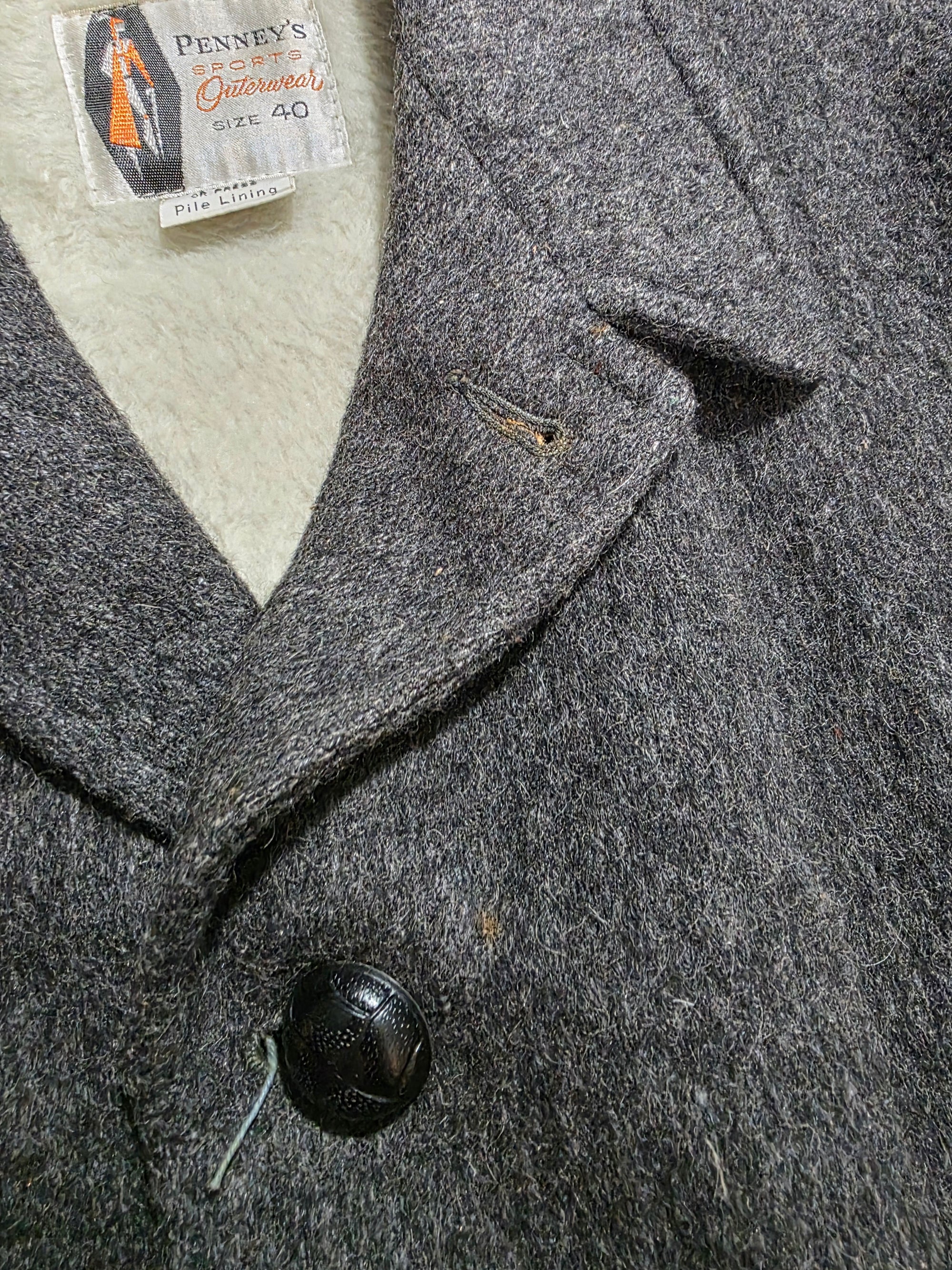 1950s Penneys Pile Lined Coat 40
