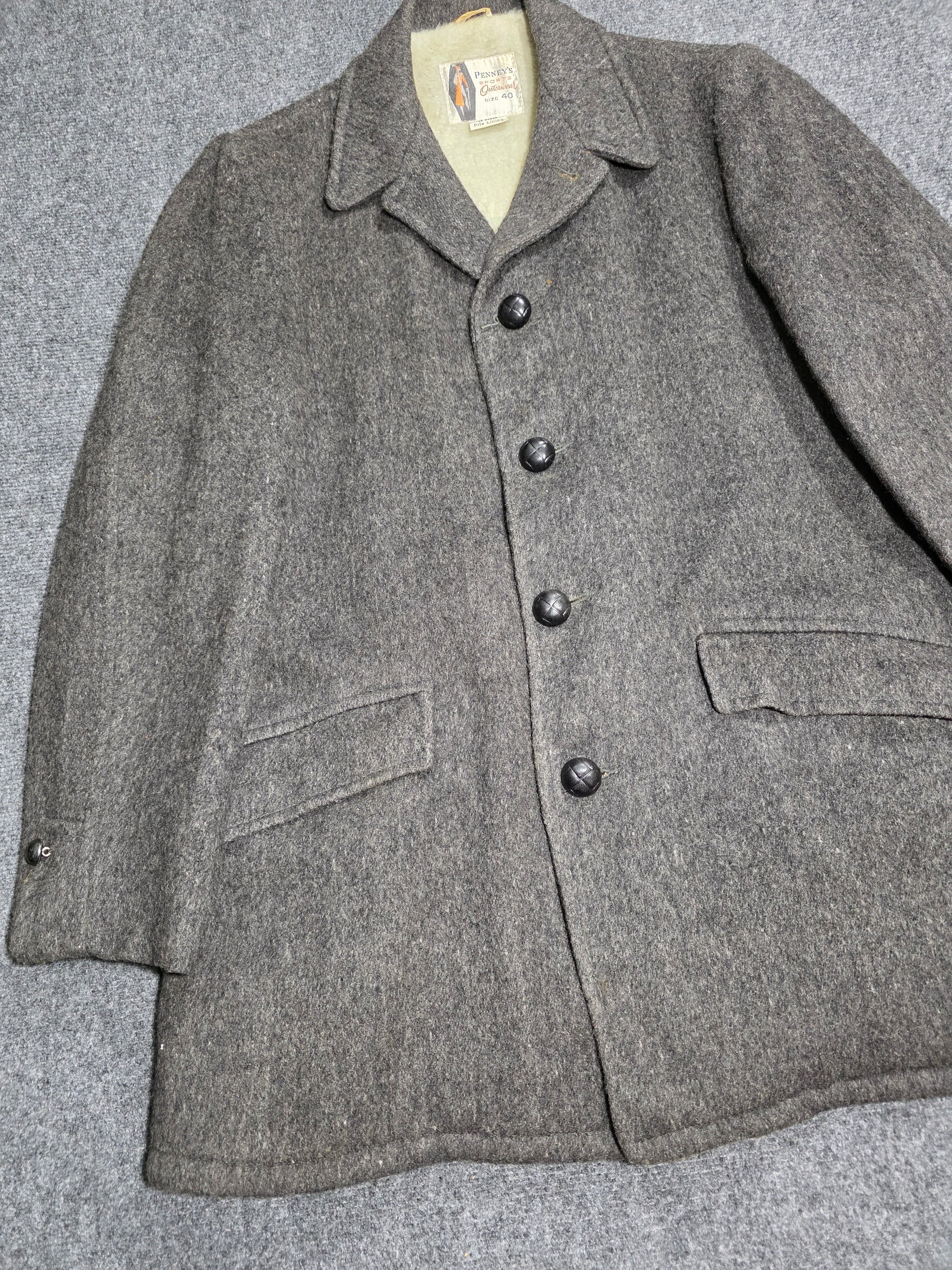 1950s Penneys Pile Lined Coat 40