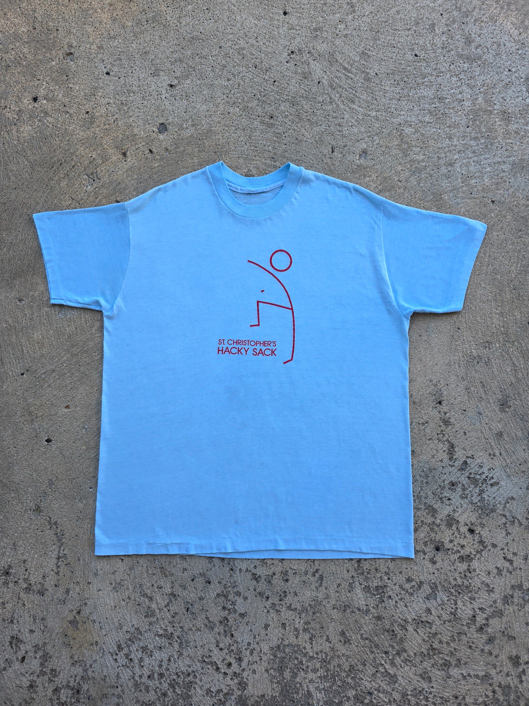 1970s 1980s St Christopher Hacky Sack T Shirt Large