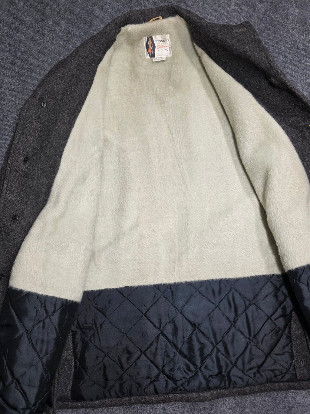 1950s Penneys Pile Lined Coat 40
