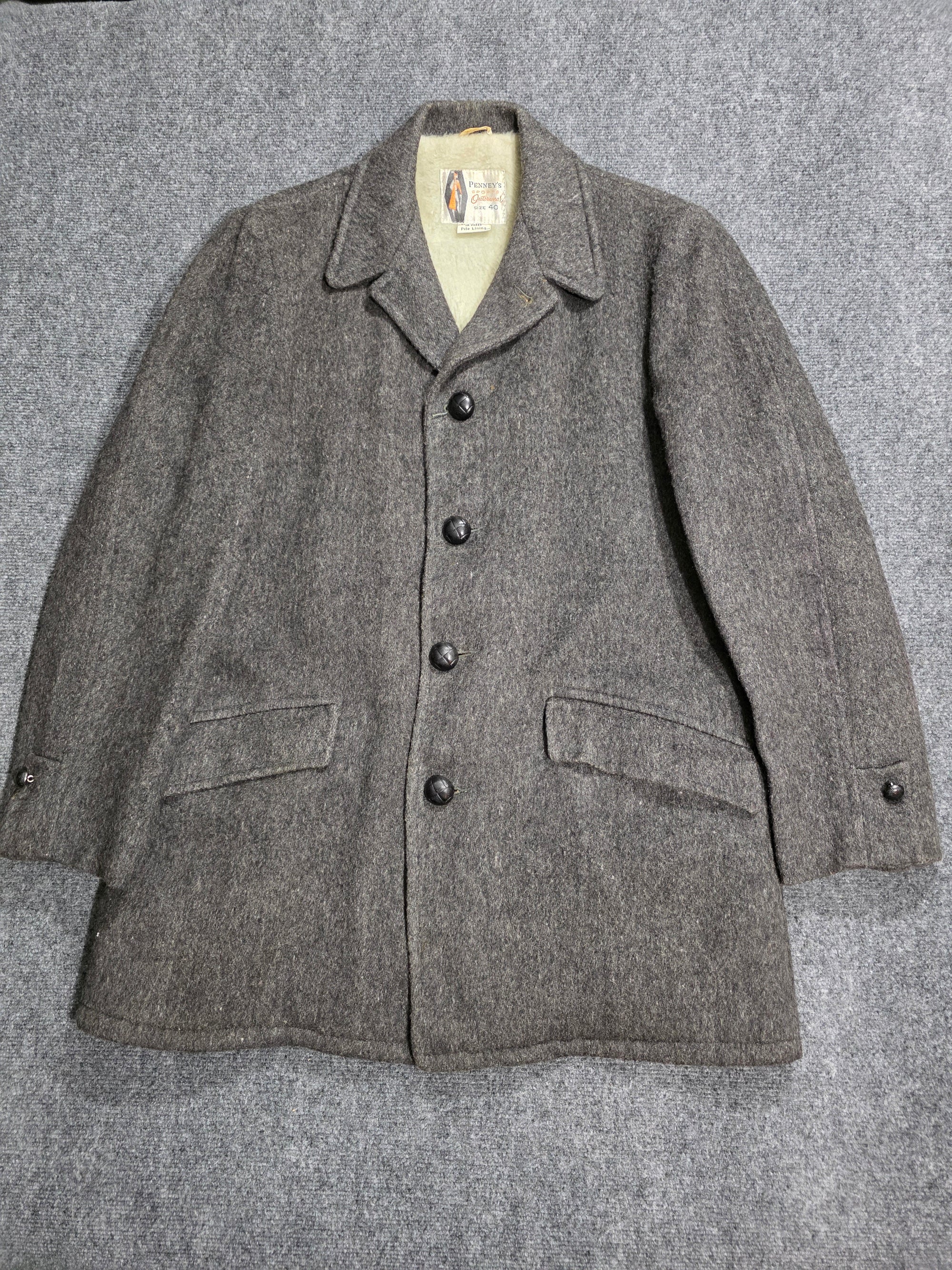 1950s Penneys Pile Lined Coat 40