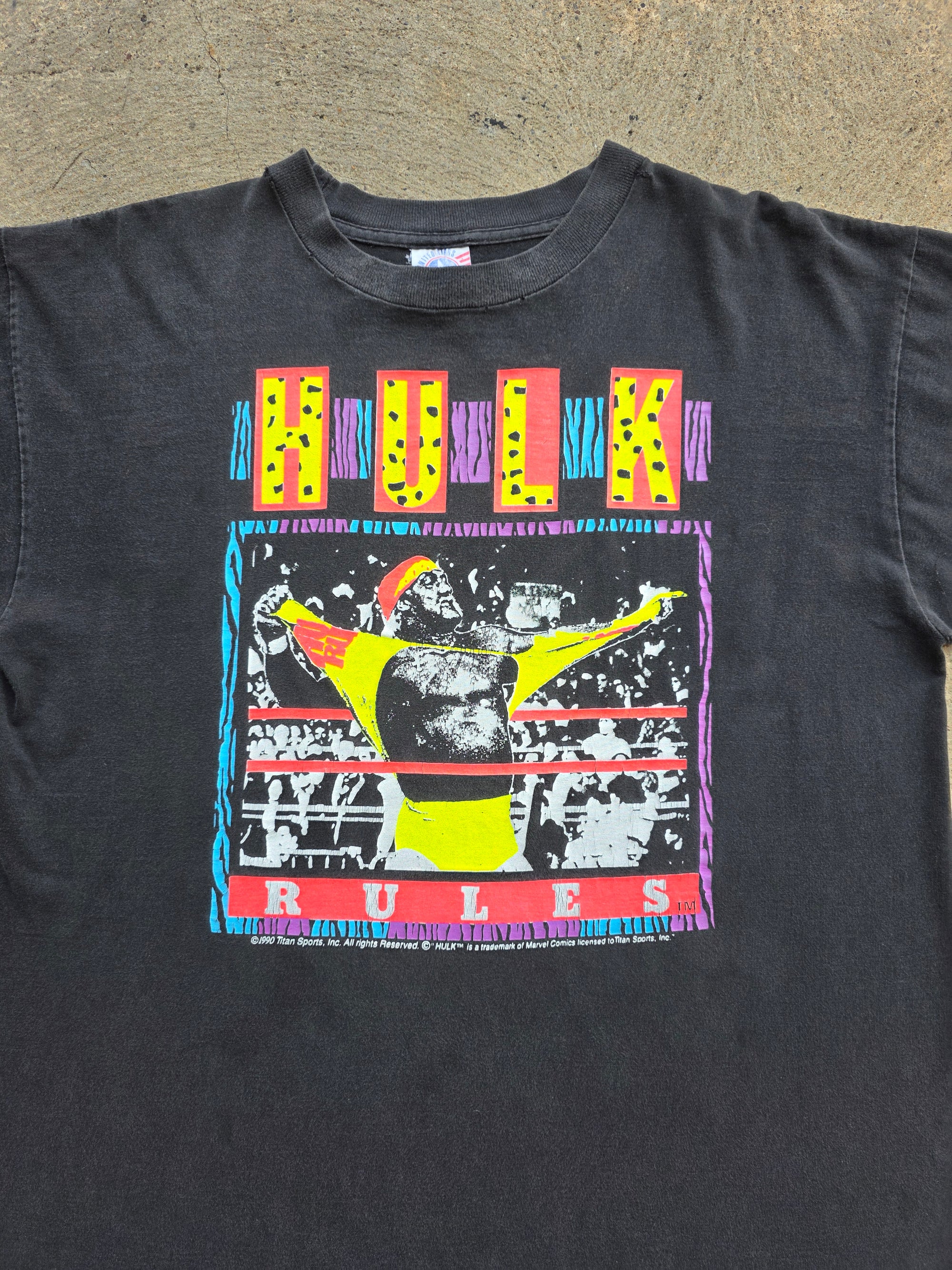 1990 Hulk Hogan "Hulk Rules" Marvel Comics Shirt XL