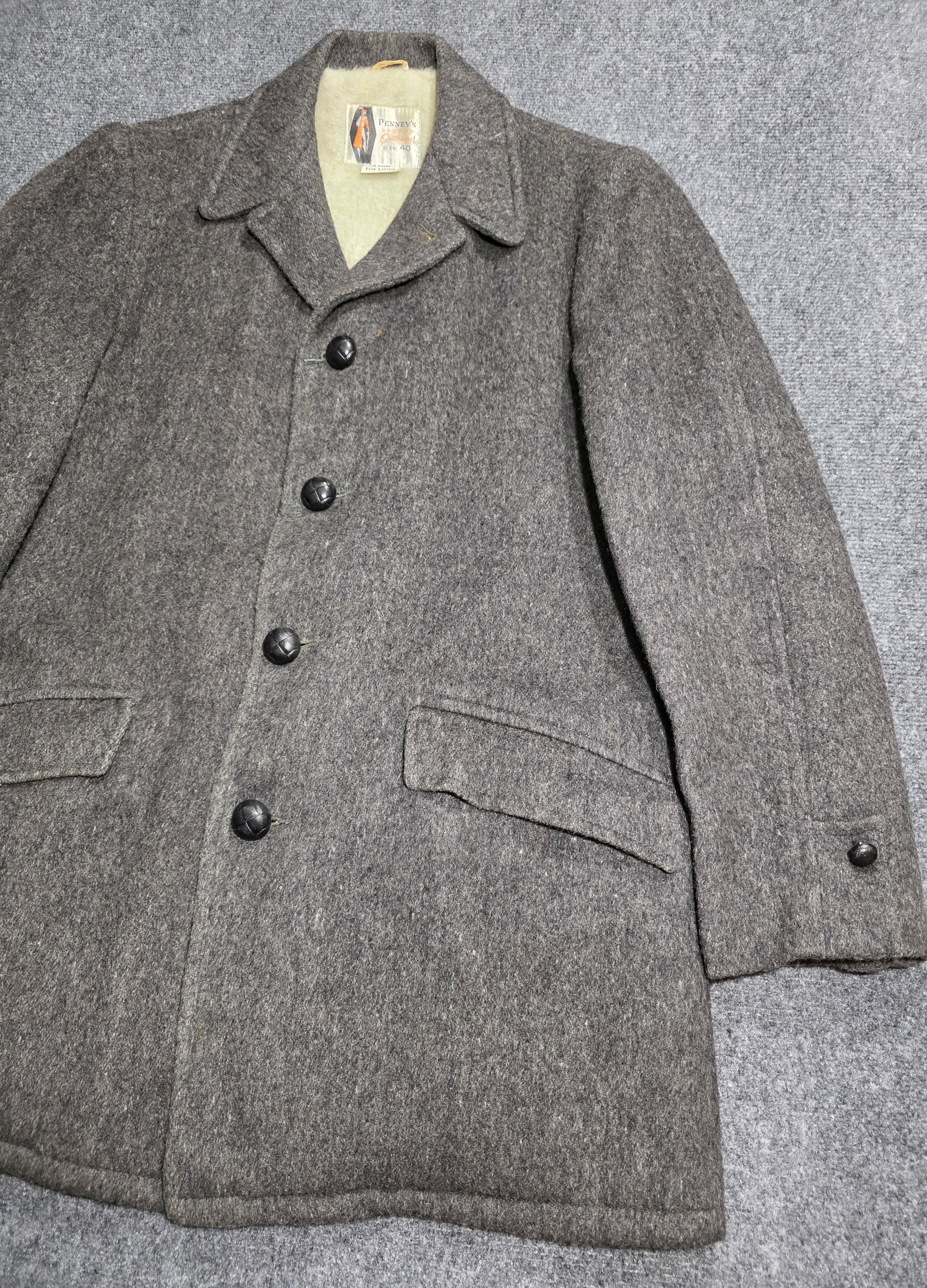 1950s Penneys Pile Lined Coat 40
