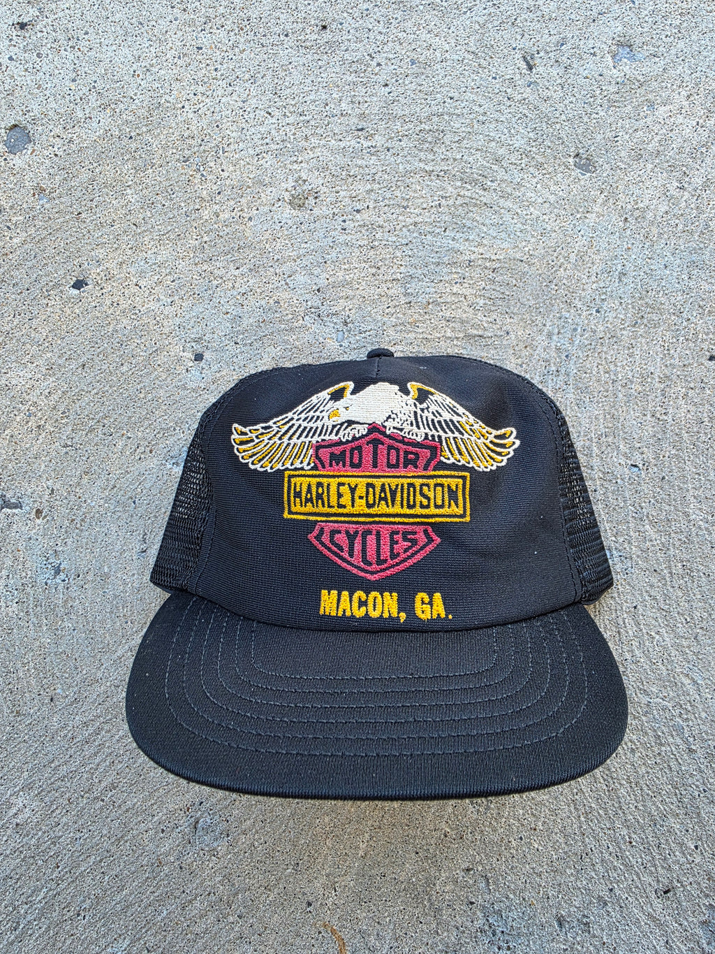1980s Harley Davidson Trucker Hat Puff Print Macon GA