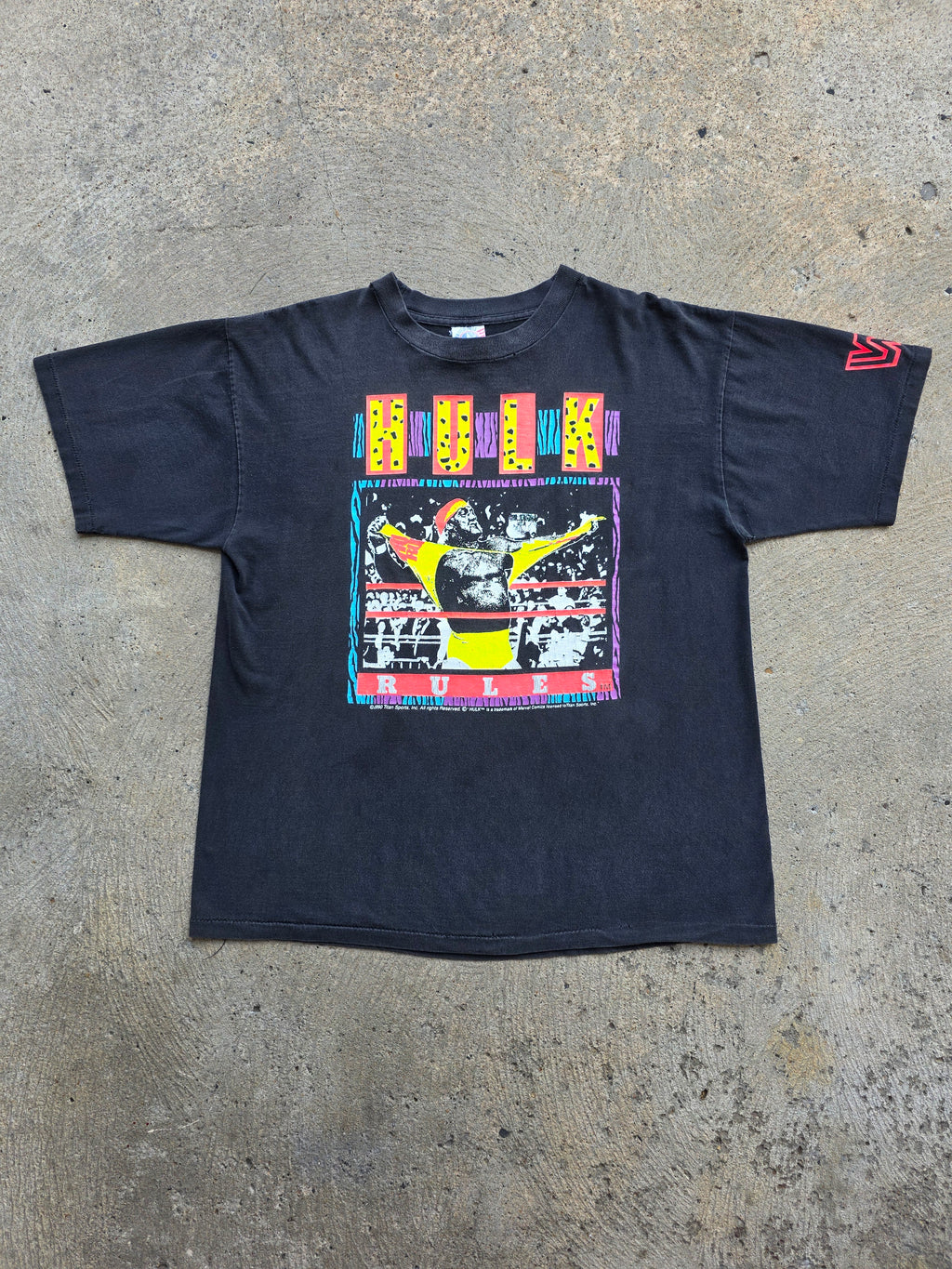 1990 Hulk Hogan "Hulk Rules" Marvel Comics Shirt XL