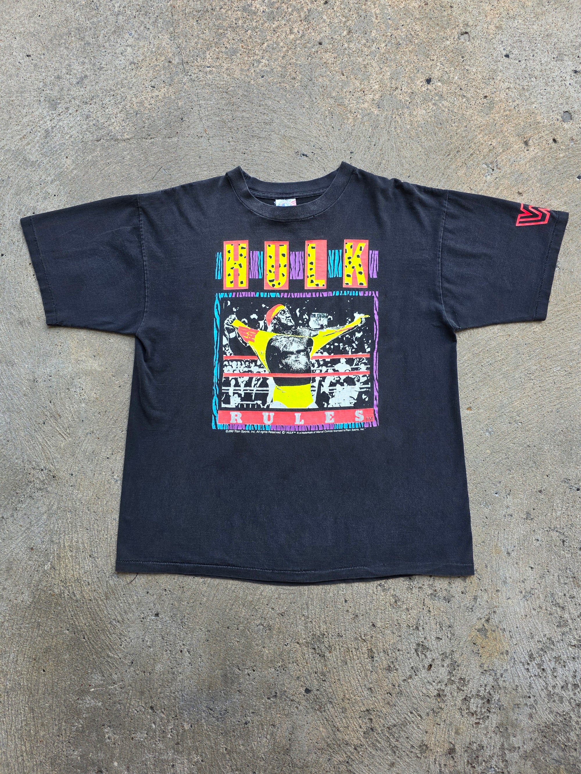 1990 Hulk Hogan "Hulk Rules" Marvel Comics Shirt XL