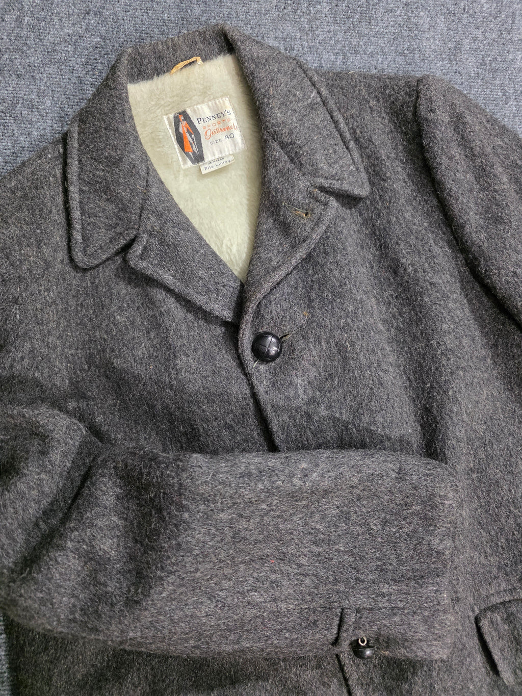 1950s Penneys Pile Lined Coat 40